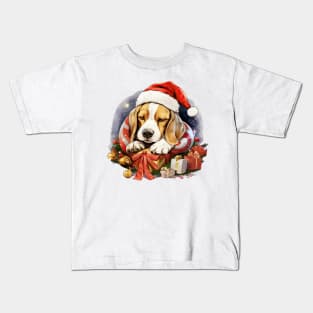 Lazy Beagle Dog at Christmas Kids T-Shirt